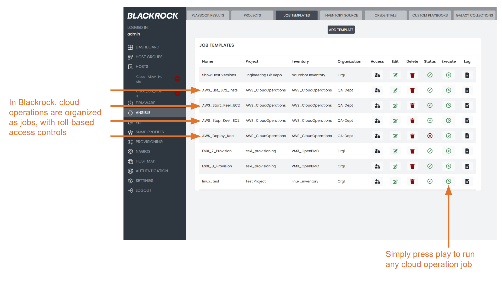 Blackrock Ansible workflows